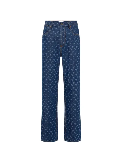 Marine Serre crescent moon-print jeans Blue MPA187ARDEN0002BL80