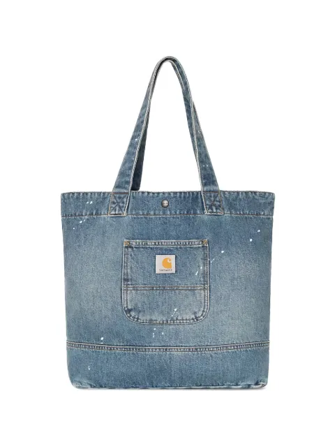 Carhartt WIP paint-splatter denim tote bag Blue I037032