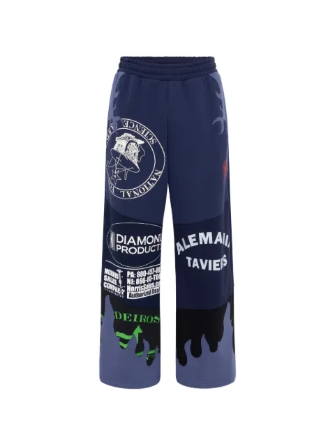 Marine Serre upcycled jersey pants with flowers patches Blue UPA100AUJER0007BL90