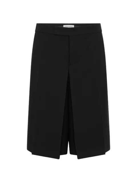 Marine Serre tailored wool serge bermuda with pleats Black MSH018ACWOV0091BK99