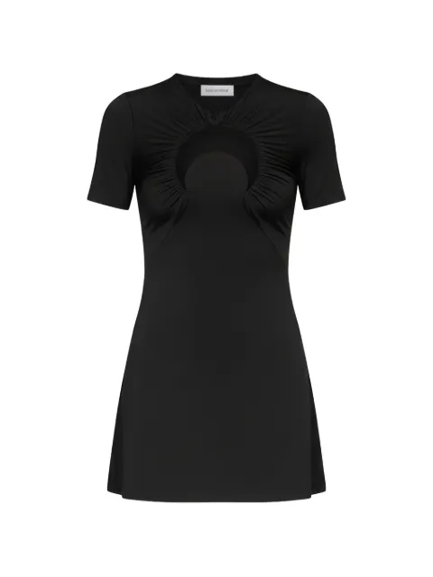 Marine Serre Moon-detail gathered mini dress Black WDR443ACJER0100BK99
