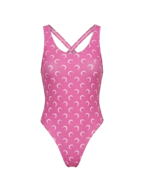 Marine Serre moon-printed swimsuit Pink WSW019ACJER0003