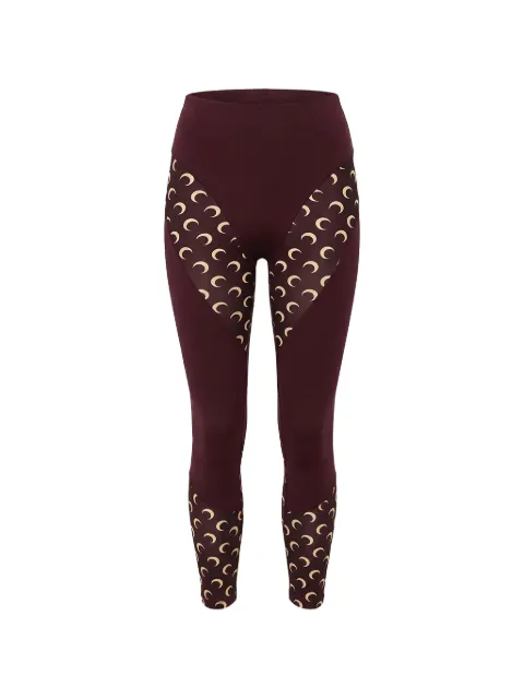 Marine Serre Moon-print panelled leggings Red WPA189ACJER0101BR51