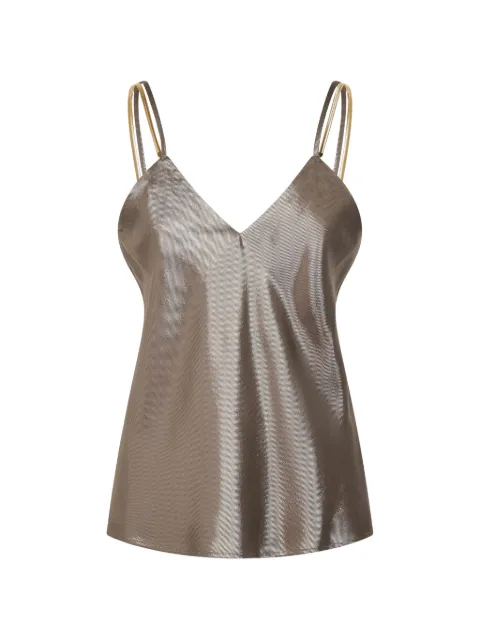 Max Mara metallic-effect V-neck tank top Brown 2616161014600