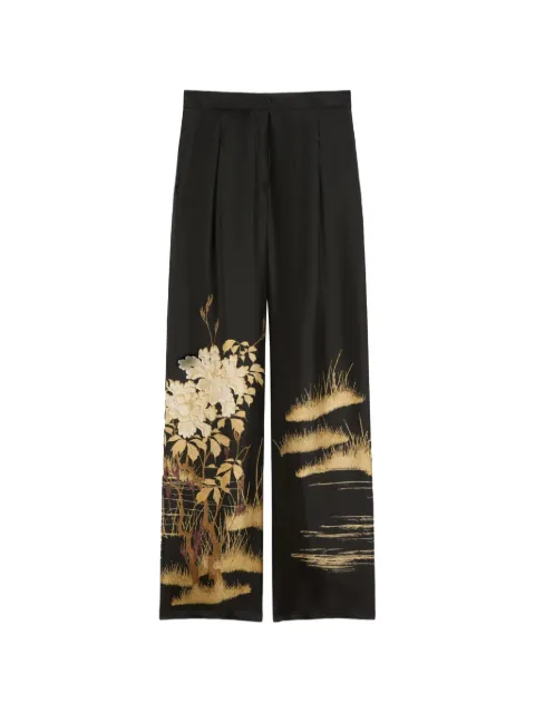 Max Mara floral-print palazzo pants Black 2616131034600