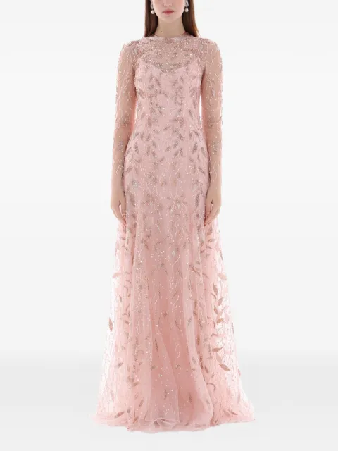 Dina Melwani crystal-embroidered maxi dress Pink DM25024721
