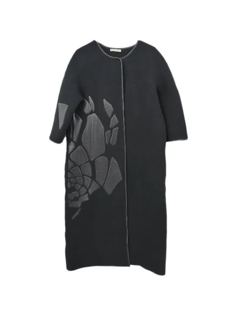 Bottega Veneta Pre-Owned 1990-2000s leather-appliqué collarless coat Black 144144