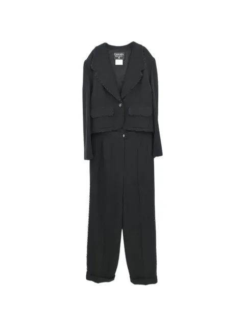 CHANEL Pre-Owned 1995 braided-trim single-breasted suit Black 143087