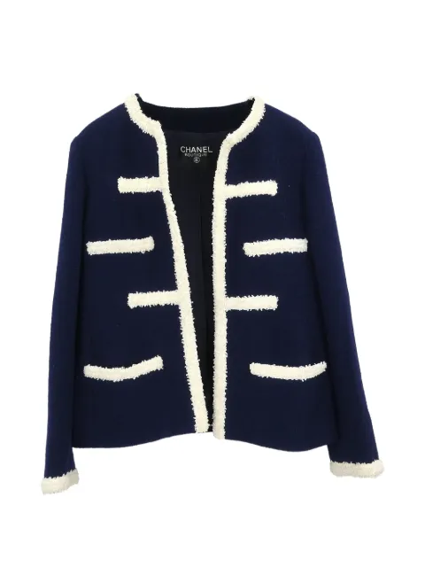 CHANEL Pre-Owned 1990-2000s collarless jacket Blue 134634