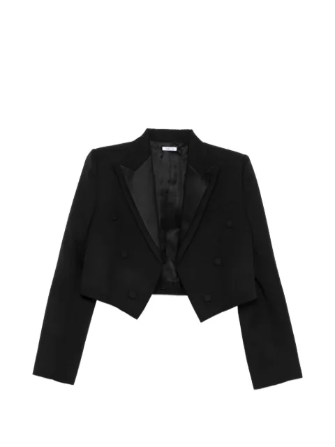 Alexander McQueen Double Lapel Cropped Jacket Black 847012QJAAC