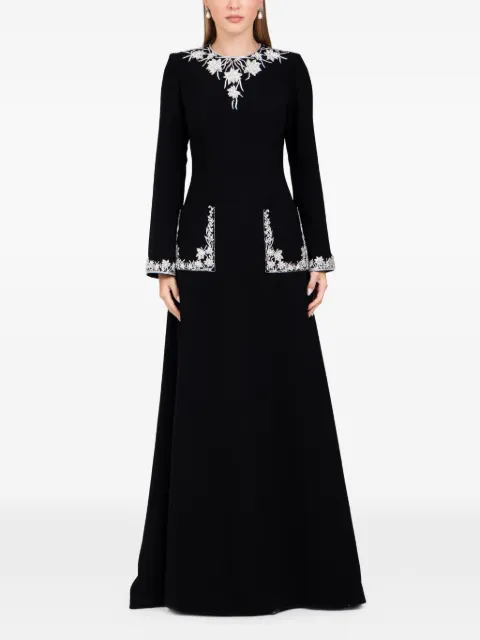 Dina Melwani long-sleeves maxi dress Black DM2502469