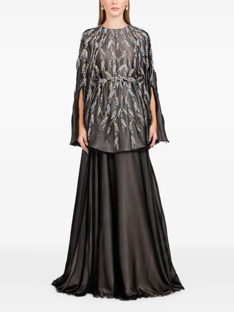 Dina Melwani embroidered-details maxi dress Black DM2502460