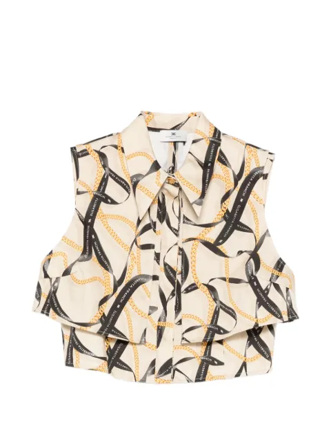 Elisabetta Franchi patterned crop top Neutrals CA13961E2