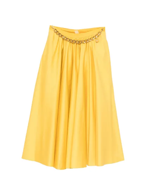 Elisabetta Franchi stretch cotton skirt with jewel detail Yellow GO16061E2