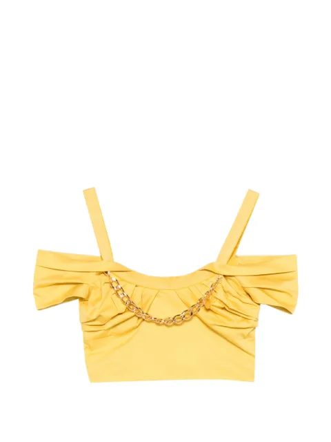 Elisabetta Franchi stretch cotton top with necklace Yellow TO04861E2