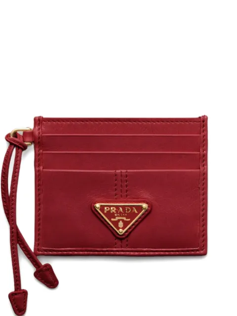 Prada enamelled-logo leather card holder Red 1MC0252CYR