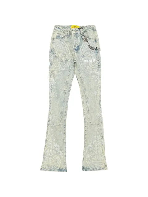 GUAPI crystal-studded paisley-print jeans Neutrals GVPDAW25