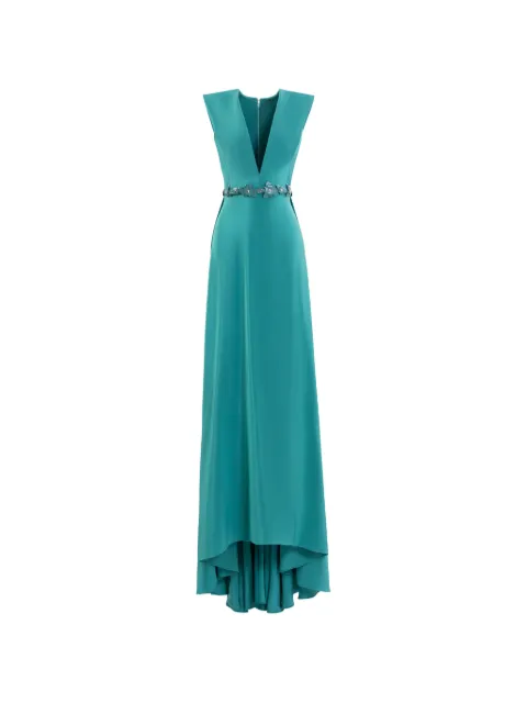 Saiid Kobeisy V-neck floral-belt maxi dress Blue RTCKSS26LD904