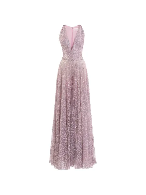 Saiid Kobeisy brocade V-neck maxi dress Pink RTCKSS26LD901