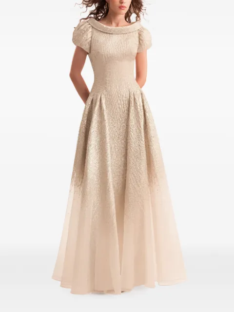 Gemy Maalouf puff-sleeve maxi dress Neutrals EDR262132LD1