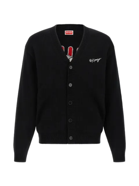 Kenzo Wild Tiger embroidery V-neck cardigan Black FG55CA7853LO