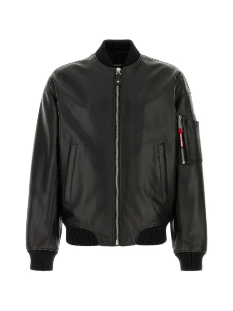 DSQUARED2 ribbed-trm leather jacket Black S74AM1502SY1491