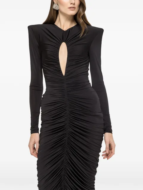 NISSA ruched midi dress Black RS16720