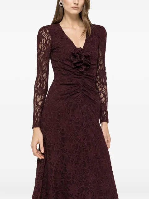 NISSA floral applique lace dress Red RS16662BORDEAUX