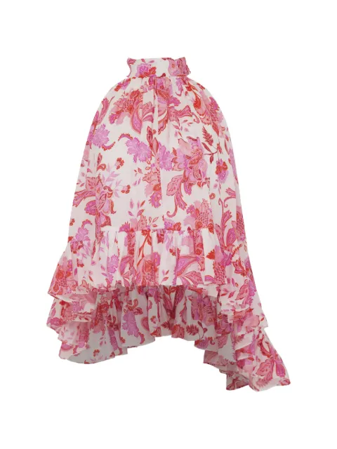 AZEEZA Plath paisley ruffled top White PLATHTOPCOTTONVOILEPAISLEY