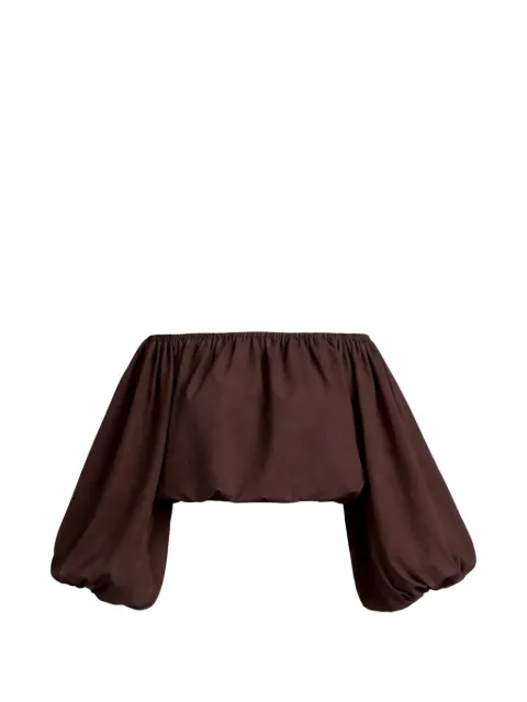 AZEEZA Margot balloon-sleeve top Brown MARGOTTOPPOPLINCHOCOLATE