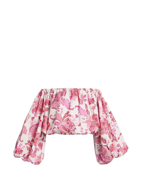 AZEEZA Margot off-shoulder paisley top White MARGOTTOPPOPLINPAISLEY