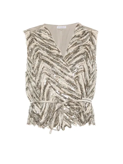 Brunello Cucinelli sequin chevron knitwear Neutrals MCWR07606CJ13