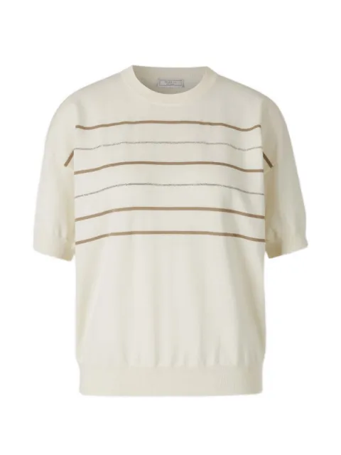 Peserico crew-neck striped T-shirt Neutrals A99088F149234