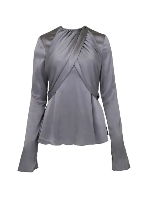 AZEEZA Elowen twisted long-sleeve top Grey ELOWENTOPSATINDOVE
