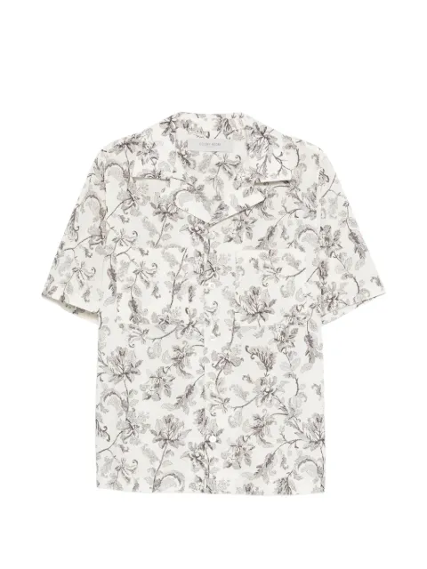 Golden Goose short-sleeved cotton shirt with black and white floral-print Neutrals GMP02655P002333