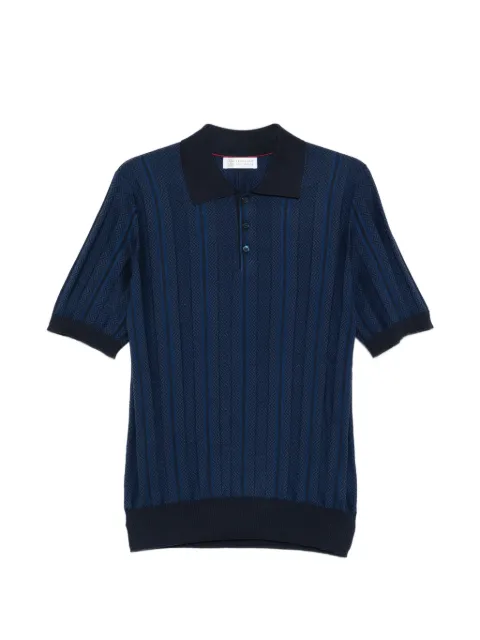 Brunello Cucinelli patterned short-sleeve polo shirt Blue M29806305CFP55