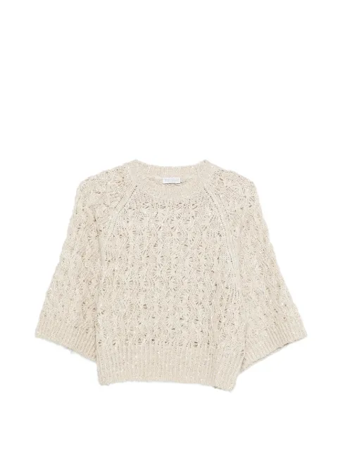 Brunello Cucinelli open-knit sweater Neutrals MEA371100CLY85