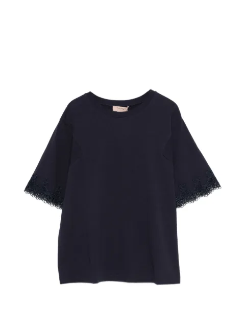 TWINSET lace-trim T-shirt Blue 261TP2110