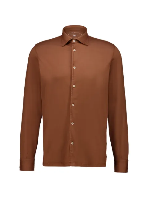 Fedeli Giza knitted long-sleeve shirt Brown TUD00109