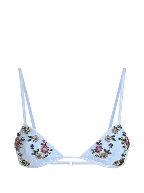 Dolce & Gabbana striped poplin bra with embroidery Blue O1E67TON0HA