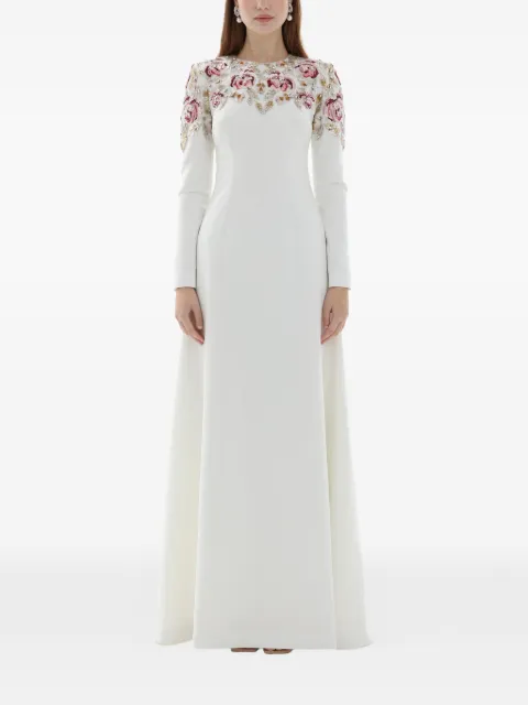 Dina Melwani long-sleeves maxi dress White DM2502486