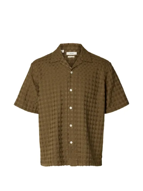 SELECTED textured short-sleeve shirt Brown 16100330