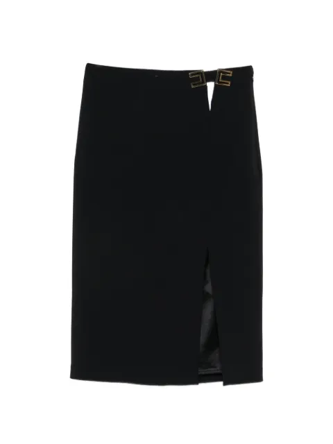 Elisabetta Franchi skirt in double layer stretch crêpe fabric with logo details Black GO14761E2