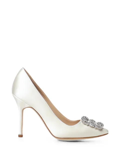 Manolo Blahnik Hangisi crystal-buckle pumps White 9XX0318