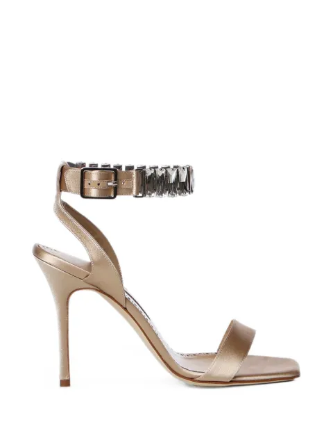 Manolo Blahnik Bayosan crystal-embellished buckle-fastening sandals Neutrals 22620510002