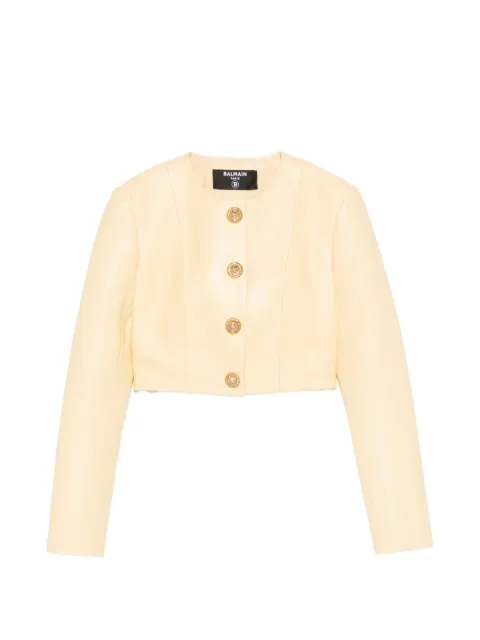 Balmain cropped lambskin jacket Neutrals GF1SD252LE04