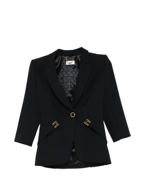 Elisabetta Franchi jacket in double layer stretch crêpe fabric with logo details Blue GI21561E2