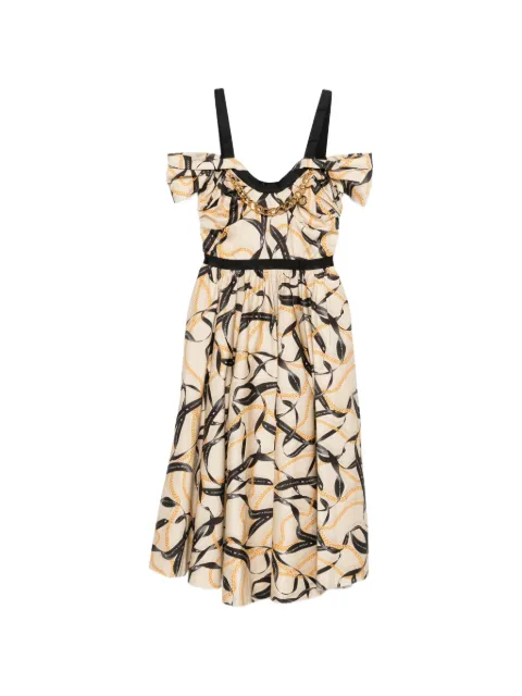 Elisabetta Franchi ruffled midi dress Neutrals AB91061E2