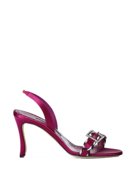 Manolo Blahnik crystal-buckle slingback sandals Pink 22621466520
