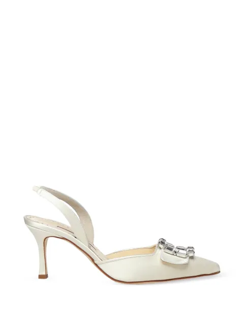 Manolo Blahnik Mayjousli buckle-embellished slingback pumps Neutrals 1263183